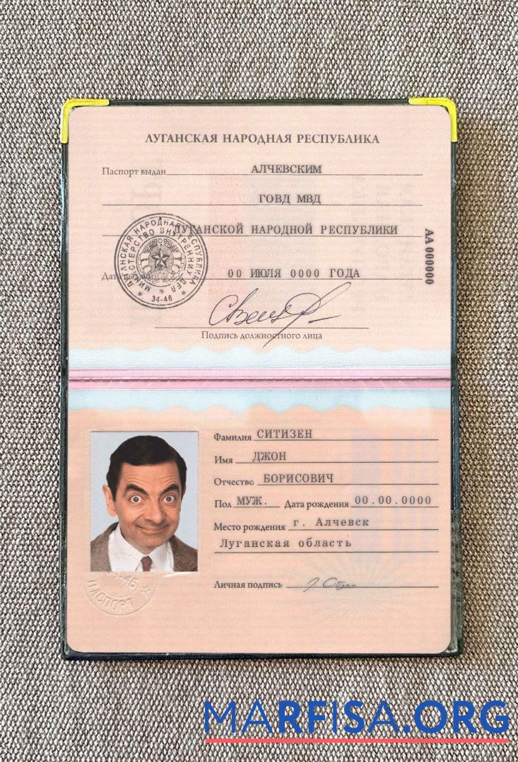 Realistic Luhansk People's republic passport photo look template